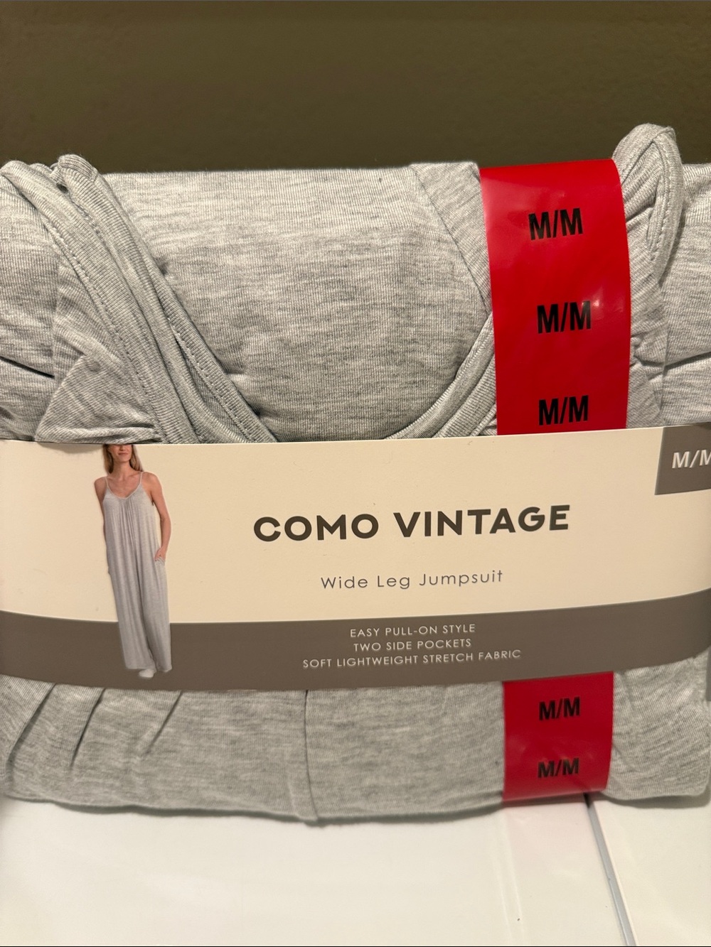COMO VINTAGE Gray Wide Leg Jumpsuit